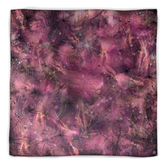 Hot Pink Abstract Cosmic Square Pure Silk Scarf - Picture 5 of 9
